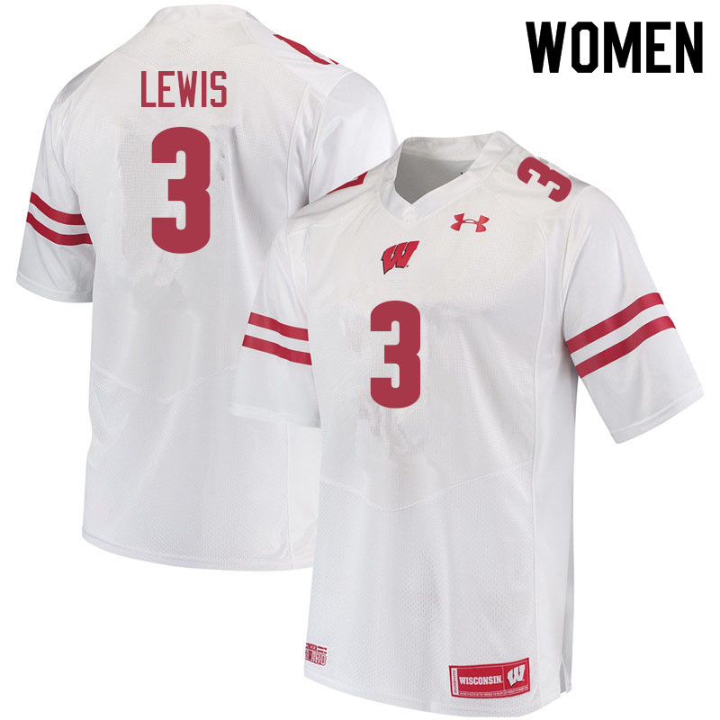 Women #3 Keontez Lewis Wisconsin Badgers College Football Jerseys Sale-White - Click Image to Close